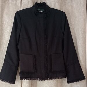 Harve Benard Elegant Black Fringed Blazer